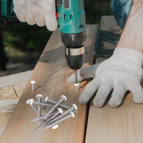White Head 50 PCS #10x2-1/2(2.5 inch) Stainless Steel Phillips Pan Head Wood Screws,White Coated Screws Covers Head Wood Screws,Stainless Steel 18-8 A2(304) Screw,Home Screw Kit by QISHENG