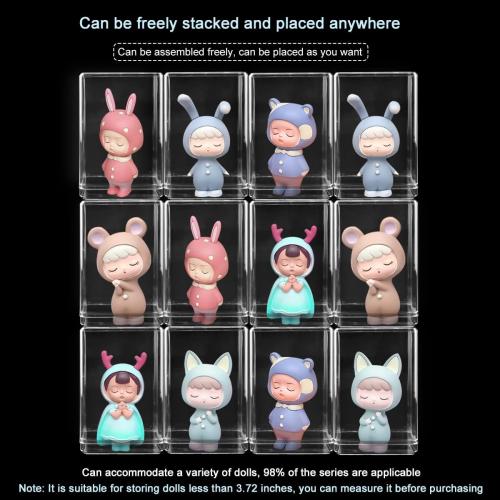 12 Pack Display Case, Free Standing Clear Cabinet Showcase for Mini Pop Figures, Collectibles, Gemstones & Mini Toys, Secure Stackable Design
