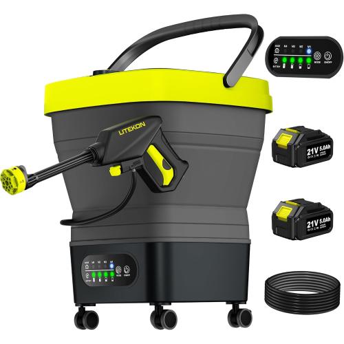 Litekon Cordless Washer,Foldable Washer with 4.5Gal Tank 10FT Hose