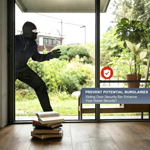 DIIG Sliding Door Security Bar, 17.7-50.5inch Heavy Duty Adjustable Sliding Patio Door Lock Bar with Rubber Tips,Diameter 1inch Window Security Bar for Home Apartment Travel Children Women (White)