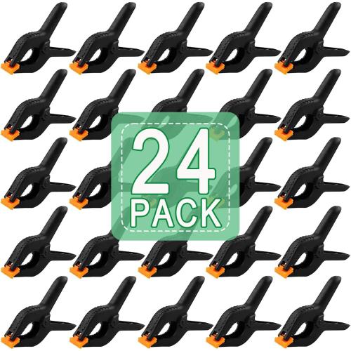 ‼️may have missing pieces ‼️24 PCS 3.5 Heavy Duty Plastic Spring Clamps, Black Spring Clips for Backdrops, Craft Projects, Woodworking, Photography and Display Stands
