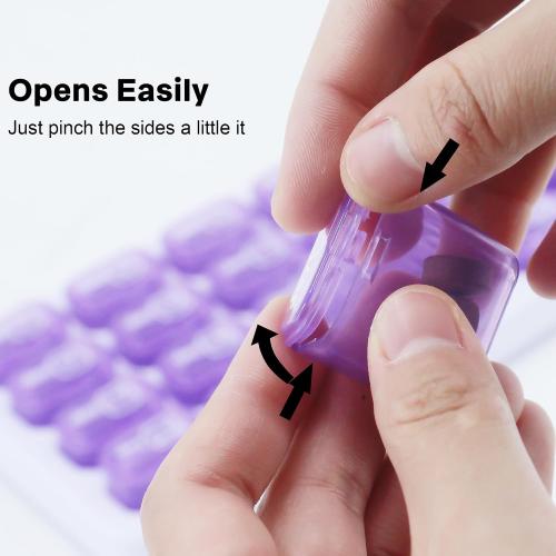 Monthly Pill Organizer, Large Travel Pill Box 31 Day, Daily Pill Case, Pill Holder Container for Vitamin, Medicine, Supplement, Fish Oil, Purple