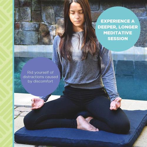 Bean Products Meditation Cushion - Zabuton Meditation Pillows for Sitting on Floor, Yoga Cushion, Cotton Yoga Pillow, Zen Kneeling Prayer Pad- Made in USA - Premium 32x26x3, Natural