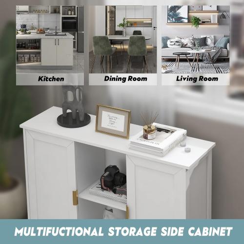 TaoHFE Color White Buffet Cabinet with Storage,Wooden Narrow Sideboard Entryway Cabinets,Modern White Cabinet with Doors Credenza