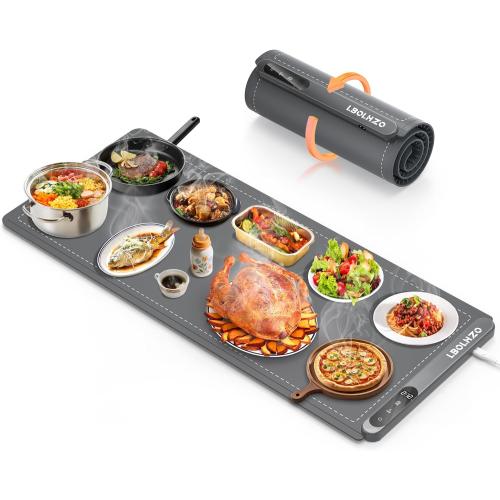 Warming Mat For Food Extra Large 36x16 580W Food Warmer Chafing Dishes for Buffet,Food Warming Mat,Food Warmers for Parties Buffet,6 Temp 6 Hour Timer Heating Mat for Food Christmas Gifts