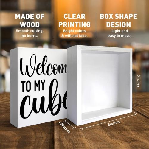 Funny Office Cubicle Desk Decor Wooden Sign, Funny Office Decoration for Work Women Men, Gifts for Coworker Colleague Boss, Welcome To My Cube