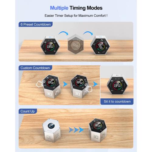 Ticktime T6 Pomodoro Timer Cube for Focus, Study, Work, Task, ADHD, Kitchen