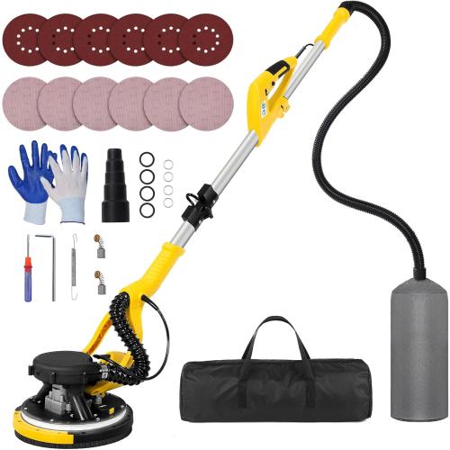 Color Green Drywall Sander Tool, KUPERIA 8.5 Amp Popcorn Ceiling Removal Tool with 7 Variable Speed 800-1800RPM, Electric Drywall Sander with Extendable Handle, LED Light,6 Basic Sand Paper & 6 Grid Sandpaper