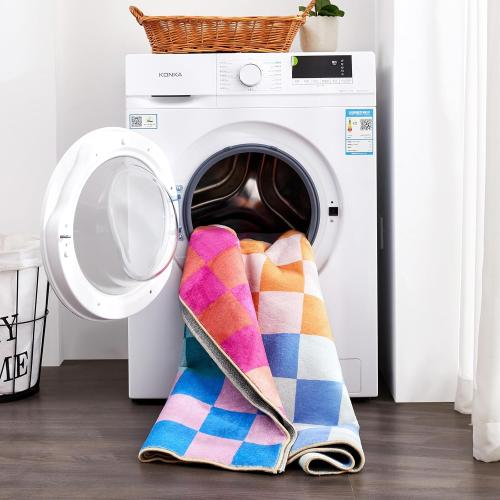 Size 8x10 Color Multicolored Checkerboard Washable Rug 8x10 Ultra Thin Retro Aesthetic Funky Area Rugs Carpet for Living Dining Room Bedroom Kitchen Office Dorm, Colorful Checkered Modern Geometric Carpet