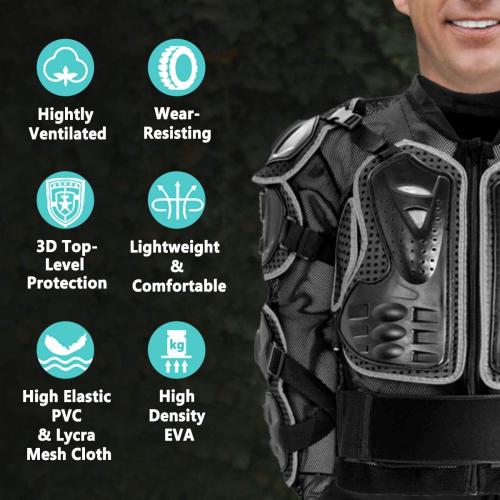 Medium Motorcycle Protective Jacket Full Body Armor Protection Dirt Bike Gear ATV Protective Safety Gear Riding Racing Armor Motocross Protector Jacket Men Women For Off-Road Motorbike Cycling Skiing Skating