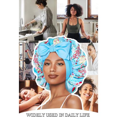 Double Layer Silk Bonnet with Tie Satin Lined Sleep Cap Hair Cover for Women's Curly Braids Natural Hair