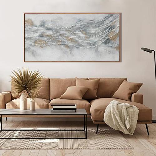 Abstract Wall Art Framed Home Artwork Decor Simple Modern Art Pieces With Gold And Gray Textures Modern Minimalist Canvas Painting Living Room Decor For Bedroom Office Wall Decor 24X 48