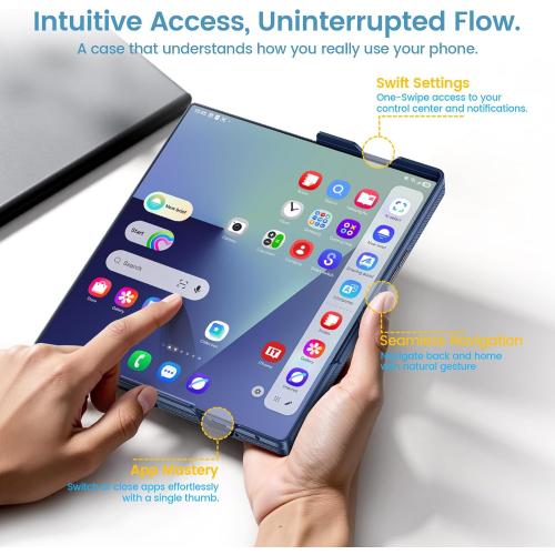 for Samsung Galaxy Z Fold 7 Case with Screen Protector, [One Piece Box-Style Case] [Compatible with Magsafe] [Hinge Protection] Slim Thin Full Body Shockproof Leather Phone Cover for Z Fold7 - Blue