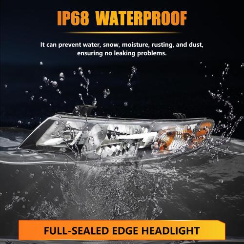 Headlight Assembly for 2010-2013 Kia Forte/Koup LX EX SX, Passenger & Driver Side Halogen Headlamp with Clear Lens Black Housing Amber Reflector, 1 Pair