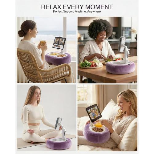 Miledi Tablet Pillow Stand for Bed with 360° Rotating Holder, Purple