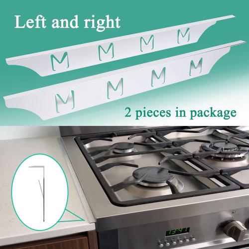Stove Counter Gap Cover Filler, Range Trim Kit, Aluminum Don't Melt Like Silicone, For 1/32” to 5/8” Gap, Adjustable Length 23” to 25.4”, Left and Right 2 PCS, 3 Years Guarantee