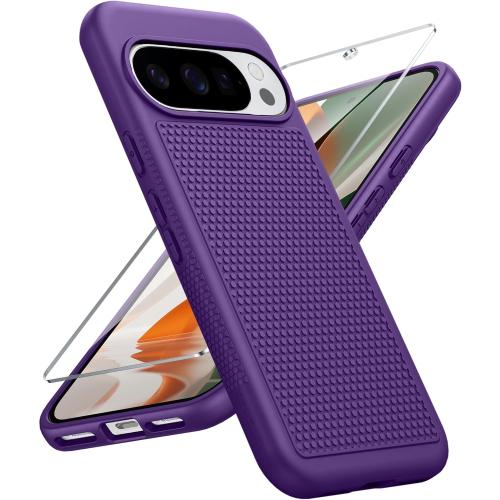 FNTCASE for Google Pixel 10-Pro-XL Case: Pixel 9 Pro XL Shockproof Protective Lightweight Duty Cell Phone Cover Rugged with Non Slip Textured Back - Military Protection Bumper Tough, Purple