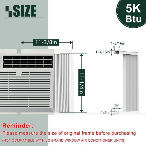 Flehomo Window Air Conditioner Side Panels with Frame, Adjustable Insulation AC Side Panel for 5,000 BTU Window AC Unit, Frame Included