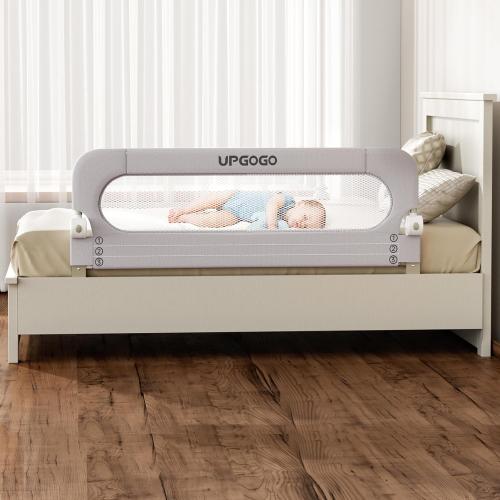 UPGOGO Folding Bed Rail for Toddlers,Baby Bed Rail Guard with Reinforced Anchor Safety System,Fit Bunk,Full Size,Queen,King,Twin(Grey,59x23.6)