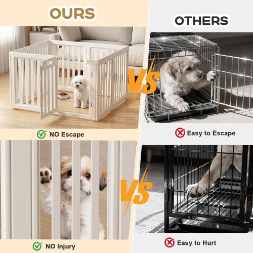 Dog Playpen Indoor,Puppy Playpen,White 23.6 H, 8 Panels | Dog Play Pen Indoors with Open View, Tool-Free Setup, Multi-Shape Setup, Dog Pen for Dogs, Cats & Puppies