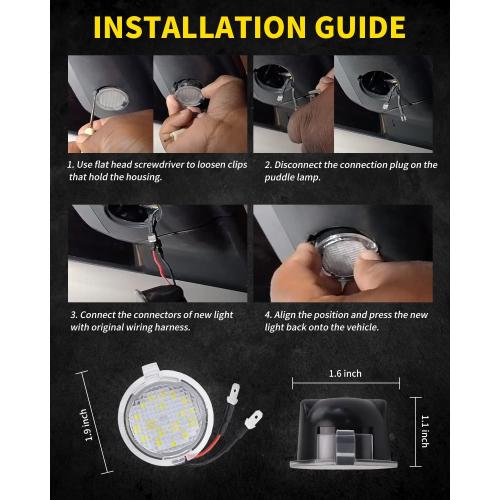 LED Side Mirror Puddle Lights Compatible with Ford F150 Explorer Edge Expedition Flex Taurus X Mirror Signal Lamp Indicator Replacement Accessories, Pack of 2