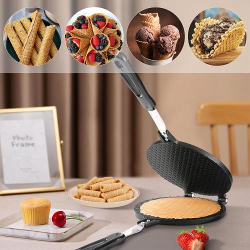 Waffle Cone Maker Ice Cream Cone Maker Household Waffle Maker Non-stick Egg Roll Maker for DIY Ice Cream Waffle Cone Desserts