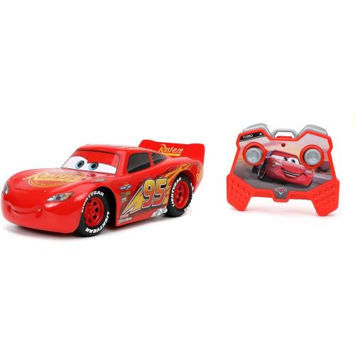 2 pack Jada Toys Pixar Cars 1:24 Lightning McQueen RC Remote Control Car 2.4 GHz Red Toys for Kids