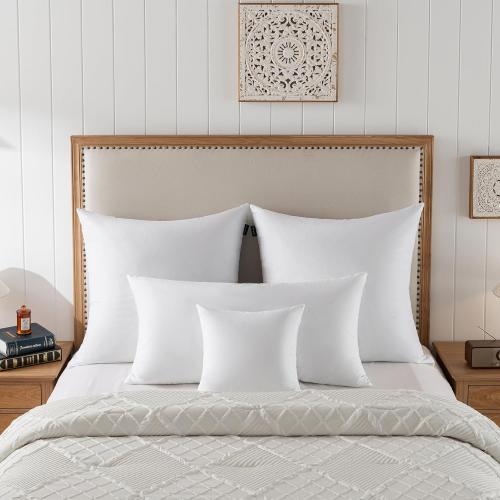 basic home® Queen Size Goose Feather & Down Bed Pillow - 100% Odorless Sleep Pillow for Neck Support & Cooling Comfort - 233TC Cotton Cover with Anti-Poke Liner Queen 20x28 inch