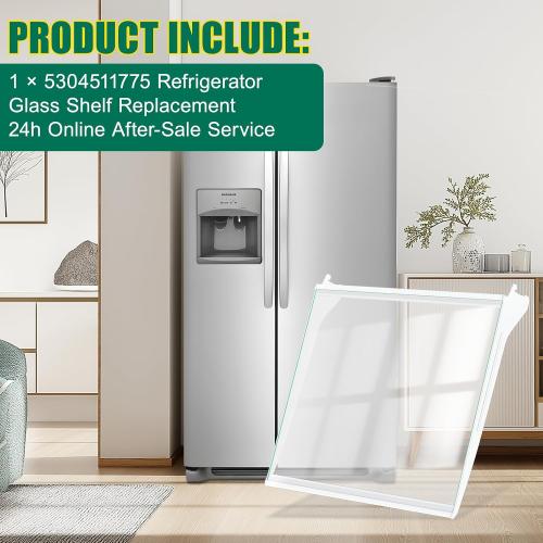 Upgraded 5304511775 Refrigerator Tempered Glass Shelf Assembly Replacement Compatible with Frigidaire Side-by-Side Refrigerator Glass Shelf Replace FFSS2615TD0 FFSS2615TD1 Refrigerator Parts