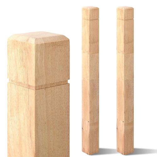 Bonerwhite 2 Pcs 3.5x3.5x48 in Solid Oak Stair Newel Post with A Single Groove Notched Wood Balusters for Staircase Handrails Interior Wood Newel Post Interior Railing for Stair Handrails Railing Kit