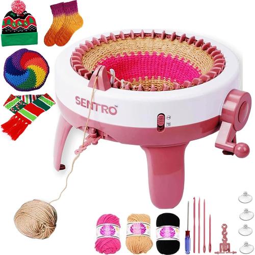 Cyandream Sentro 40 Needles Knitting Machine for Adults and Beginners, Smart Automatic Circular Knitting Loom Crochet Machine Kit for Scarves,Hat,Sock,Gloves,Sweater