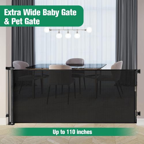 47in x 59in Retractable Baby & Dog Gate for Large Openings - Indoor & Outdoor Use
