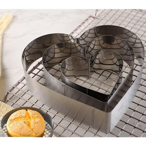 Stainless Steel 6 Inch 8 Inch 10 Inch Heart Shaped Cake Ring Molds Set, Heart Shaped Cake Cutter， Dessert Pastry Ring for Layering Mousse & Sponge Cakes Birthday Valentine's Day Wedding Festivals