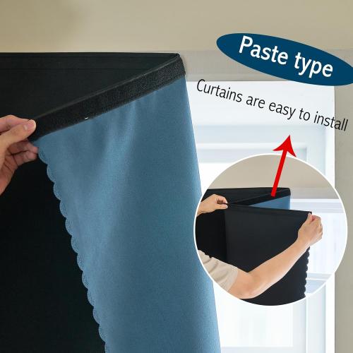 AJAZZ 100% Blackout Self Adhesive Curtains Small Window Short Temporary Black Out Curtains Easy to Install Used for Bedroom Kitchen Window Cover (Black, 35 W x 48 L 1 Panel)
