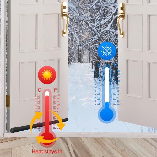 2 Pack Large Door Draft Stopper for Bottom of Doors 36 Inch Door Sweep Weather Stripping Noise Blocker Under Door Draft Noise Black Stoppers Adjustable Twin Door Sweep Draft Seal Window Sealer