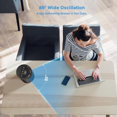 13 Bladeless Tower Fan with 3 Speeds, 4 Mode (AI, Normal, Natural, Sleep), Touch Screen   Remote Control, 12H Timer, 80° Oscillation, Fast Cooling, Desk Fan for Bedroom Home Office Desktop