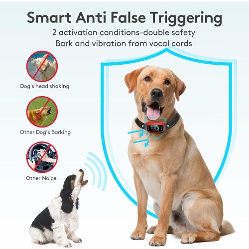 Bark Collar, Rechargeable Dog Bark Collar with 5 Adjustable Sensitivity and Intensity Beep Vibration Shock, Anti Barking Collar for Small Medium Large Dogs… (Red)