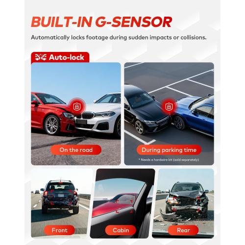 4K 4K 1080P Dash Cam Front and Rear with Cabin, Free 128GB Card Included, WiFi 6 - up to 20MB/s, IR Night Vision, Built-in GPS, G-Sensor, 170°Wide Angle, 24H Parking Mode, Support 512GB Max