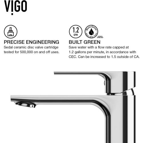 VIGO Davidson 6'' H Single Handle Single-Hole Bathroom Faucet in Chrome-VG01043CH
