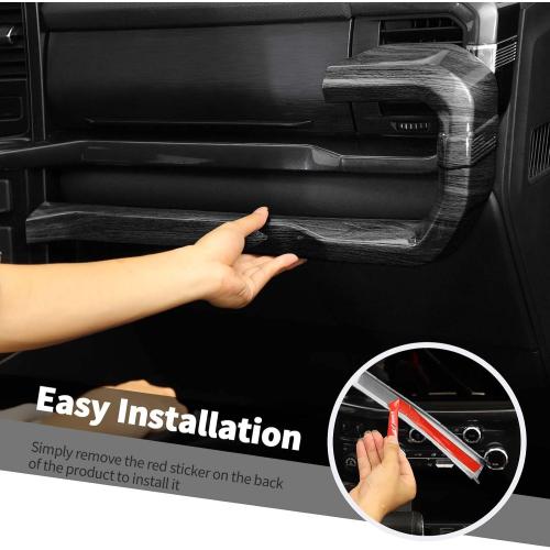 Jimen Compatible with Ford F150 2021-2024, 3PCS Center Console Dash Panel Dashboard Cover Interior Trim Accessories (Black Wood Grain)