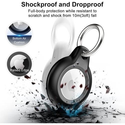 Lanteso 4 Pack AirTag Keychain for Apple Airtags Holder, [Full Body Shockproof][Waterproof ] [Dustproof][Anti-Scratch] Airtag Case for Wallet, Luggage, Cat, Dog, Pets(Multi-Color)