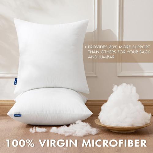 Color White MIULEE Set of 2 Throw Pillow Inserts 100% Virgin Filling Nowoven Pillow Inserts for Couch Sofa Living Room