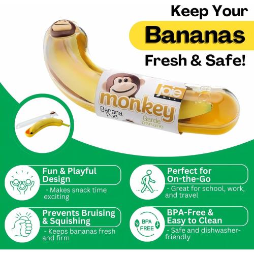 Joie Monkey Banana Pod Storage Container, Durable Holder for Kids Lunch Boxes and Backpacks, Keeps Food Fresh and Safe On-the-Go, Cute Kitchen Gadget, BPA Free, Dishwasher Safe