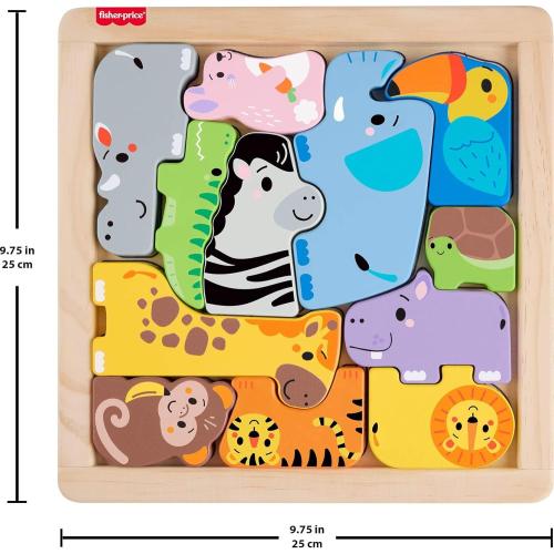 Fisher-Price Wood Toddler Toy Animal Puzzle
