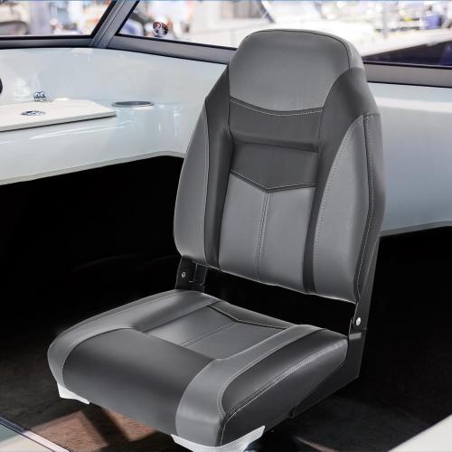 GYMAX Boat Seats Folding Low/High Back with Stainless Steel Screw Included, Fold-Down Boat Captain Chairs for Fishing Yachts