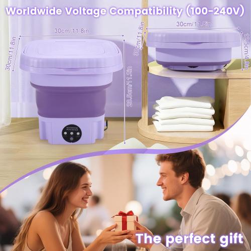 Portable Washer Machine, Mini Foldable Washing Machine for Travel, Camping, RV, Dorms, Apartment,Underwear and Baby Clothes (Lavender Purple)