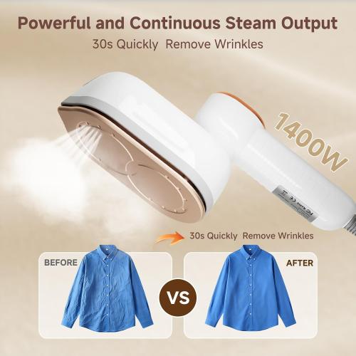 Travel Steamer, 1200W Portable Steamer for Clothes, 10-Second Rapid Heat-Up Plancha a Vapor Para Ropa with LED, 180° Rotating Handle & Ceramic Soleplate for Travel, Home, Office Use