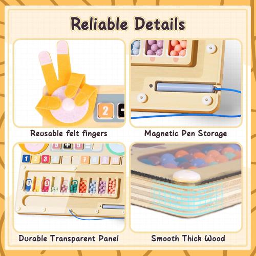 TOP BRIGHT Montessori Learning Toys for 3 4 5   Year Old, Magnetic Beads Sorting Matching Toys for Boys Girls Birthday Gifts, Finger Math Addition & Subtraction
