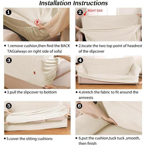Turquoize 2 Piece Chair Covers for Living Room Armchair Cover Armchair Slipcovers with Arms Feature Thick Jacquard Fabric (Chair,Biscotti Beige)