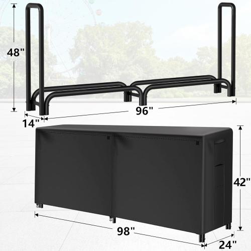 Amagabeli 8ft Firewood Log Rack with Cover Outdoor Heavy Duty Firewood Rack With Weather Resistant 600D Oxford Fabric Cover Indoor Outdoor Wood Racks for Fire Wood Holder